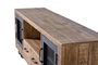 GINER Y COLOMER Meuble TV industriel en bois de manguier et métal, couleur naturel - 150 x 60 x 38 cm, structure en bois massif avec portes métal, finition artisanale